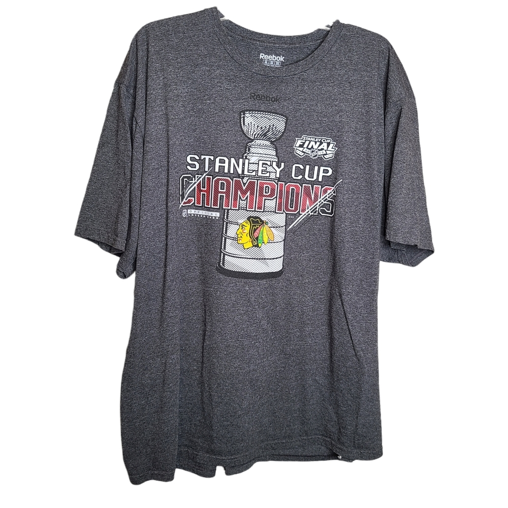 Reebok Chicago Blackhawks Stanley Cup Champions 2015 Tshirt Unisex 2XL - Picture 1 of 10